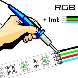 Usługa dolutowywania taśmy LED RGB z przewodem 1m