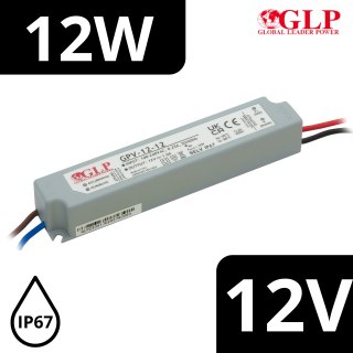 Zasilacz LED 12W napięciowy 12V 1A IP67 hermetyczny - GLP