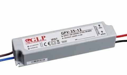 Zasilacz LED 36W napięciowy 12V 3A IP67 hermetyczny - GLP