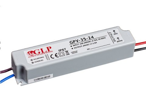 Zasilacz LED napięciowy 24V 36W 1.5A IP67 hermetyczny - GLP