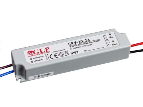 Zasilacz do taśmy LED 24V napięciowy 24W 1A Hermetyczny IP67 - GLP
