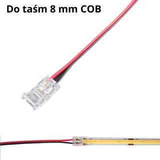 Złączka do Taśm LED COB o szer 8mm z przewodem z jednej strony