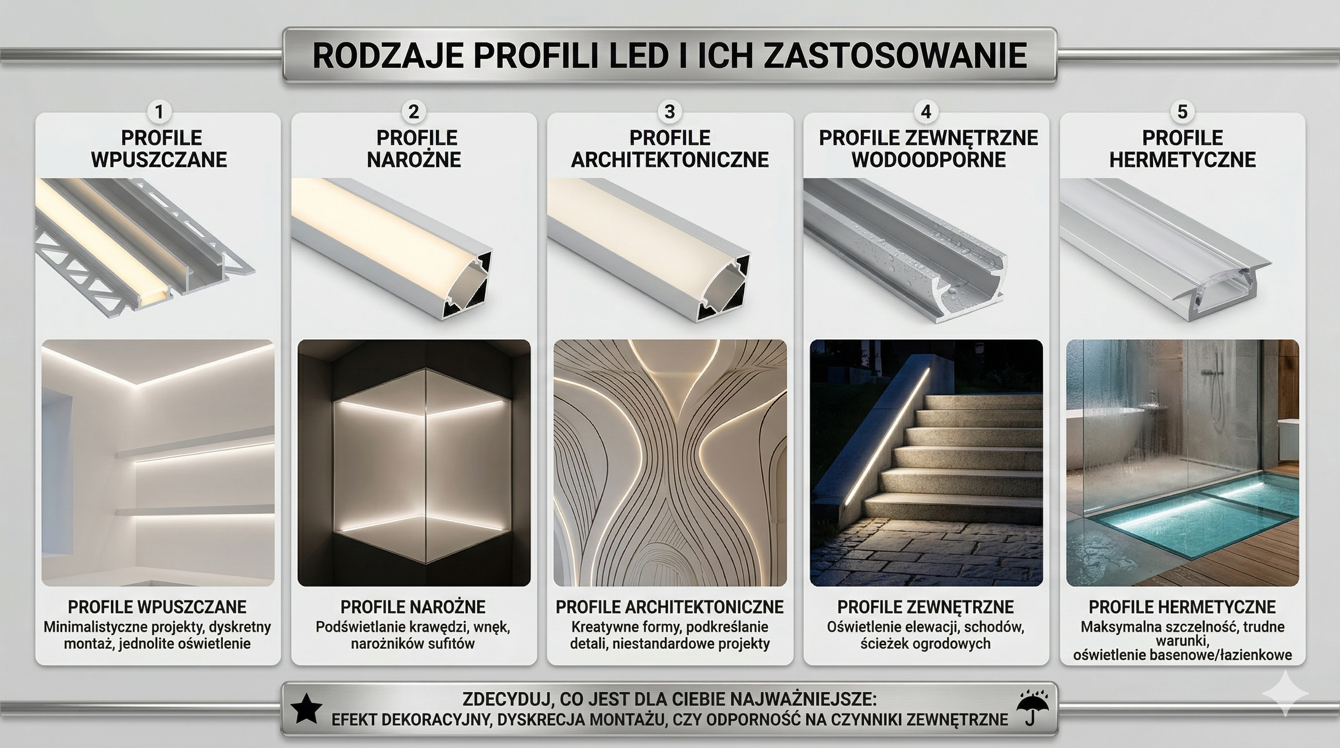 Rodzaje profili LED do elewacji
